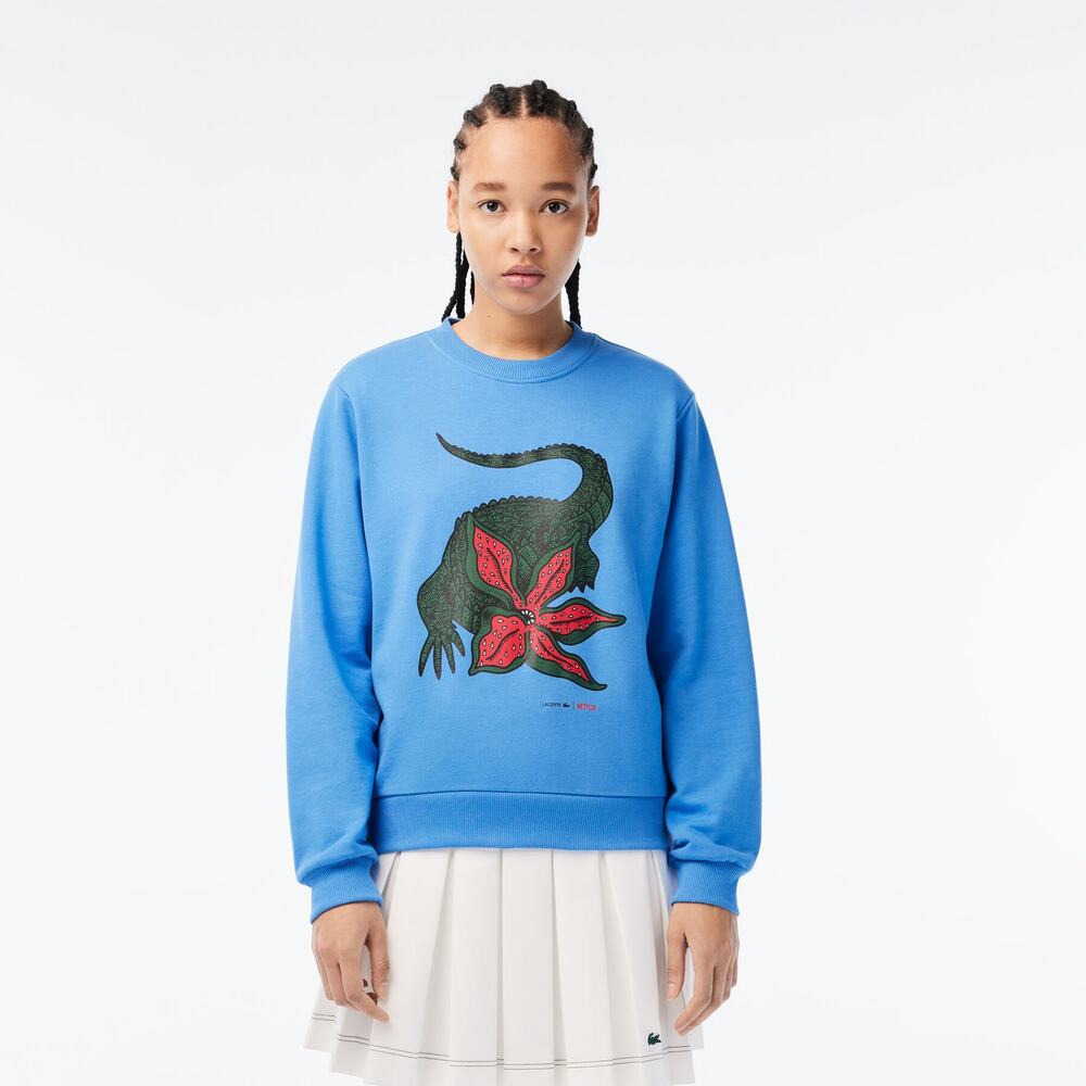 Lacoste X Netflix Stranger Things Womens 38 Medium Cotton Fleece Sweatshirt